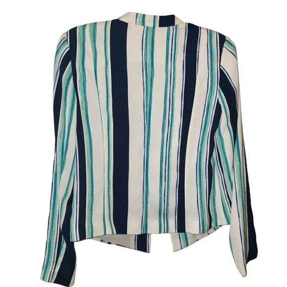 Halogen A- Symmetrical Striped Blazer - Picture 3 of 10